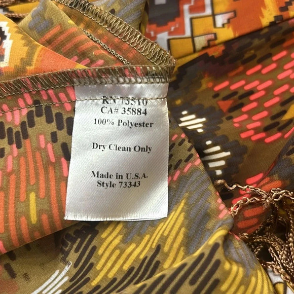 Uncle Frank Aztec Print Bell Sleeve Fringe Boho Style Dress Size Medium - Picture 6 of 12